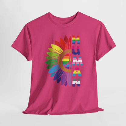 Gay Pride T-shirt - Regenboog Human (witte tekst) - Oversized #4