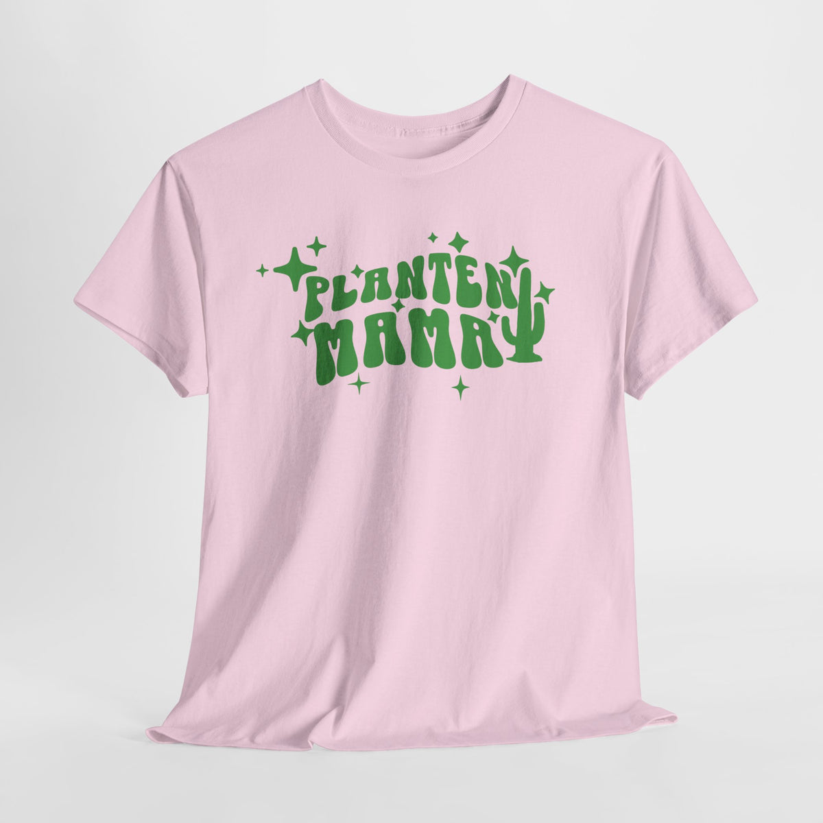 Roze oversized T-shirt met groene 'Planten Mama' graphic op de borst