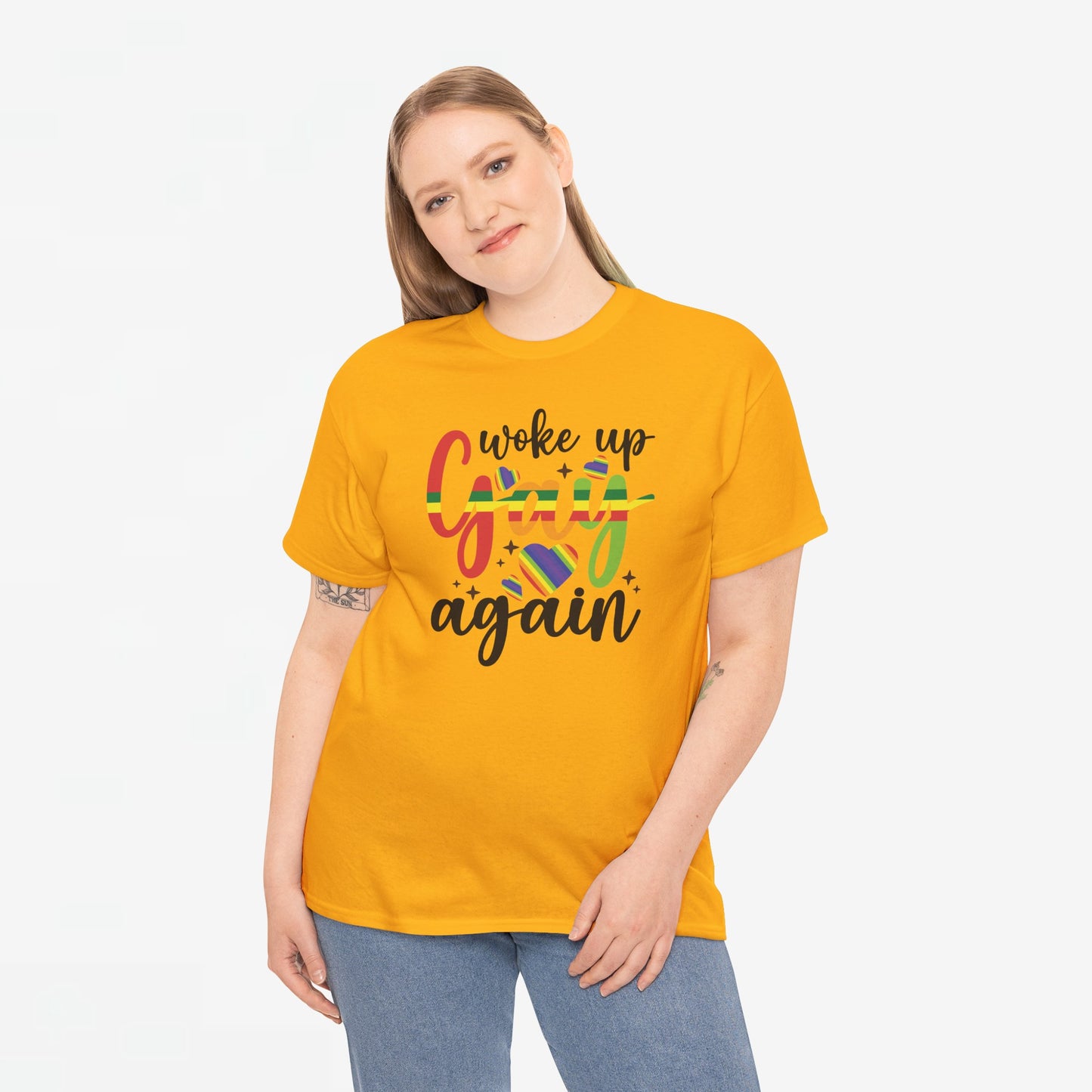 Gay Pride T-shirt - Woke Up Gay Again - Oversized #6