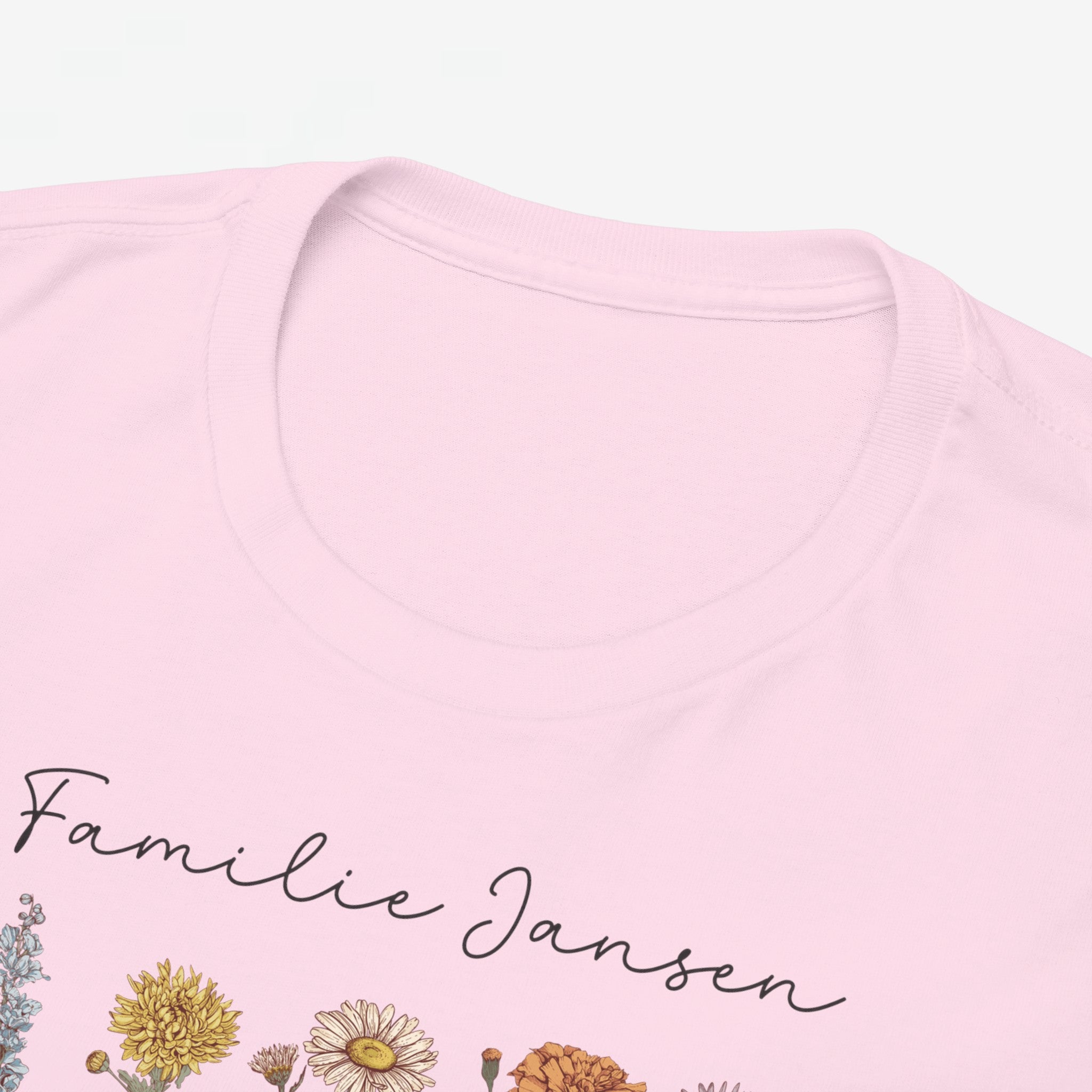 Gepersonaliseerde Moederdag Mama Cadeau - T-shirt - Familienaam met namen en geboortemaand bloemen