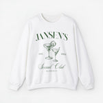 Witte sweatshirt met opdruk JANSEN'S en Social Club, ronde hals en lange mouwen.