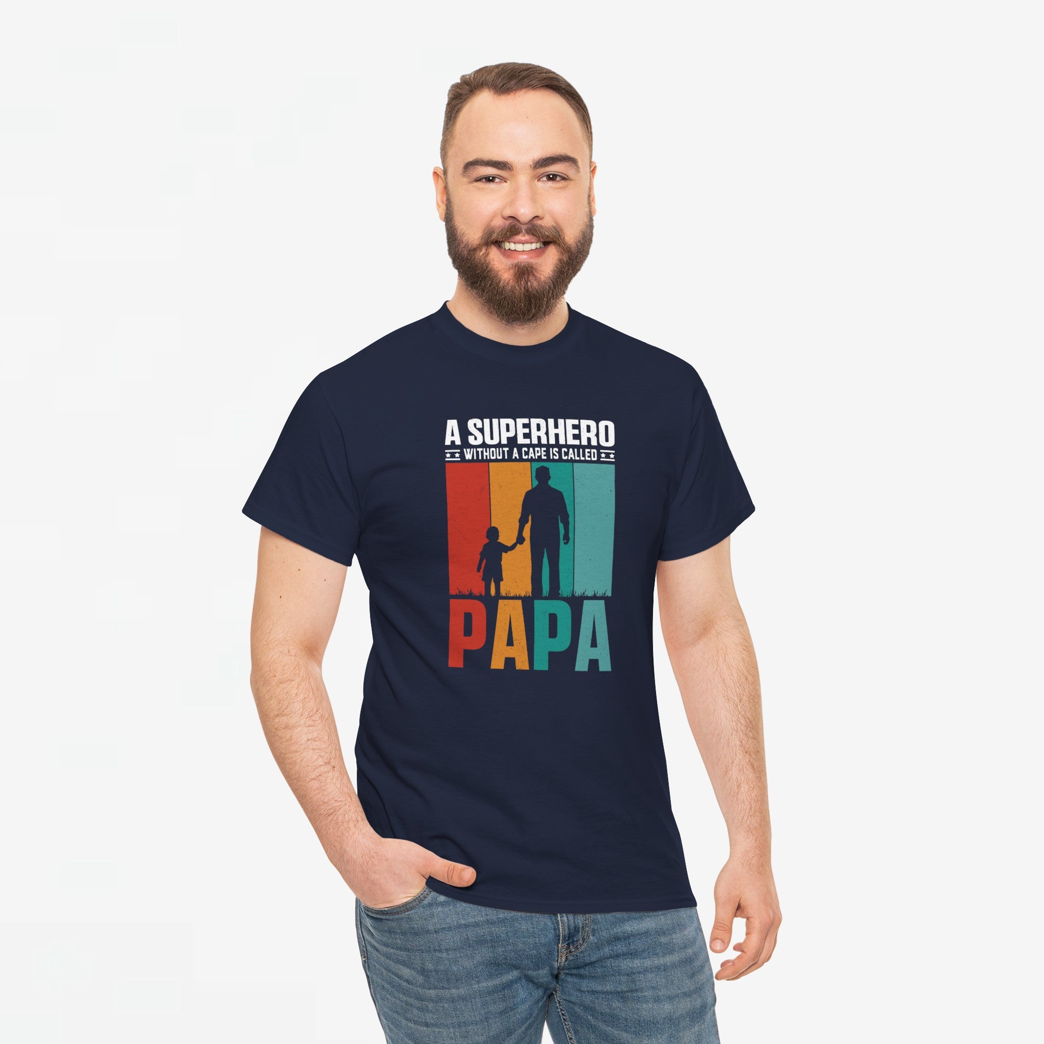 Vaderdag Papa Cadeau - T-shirt - A Superhero without a cape is called PAPA - Oversized #24