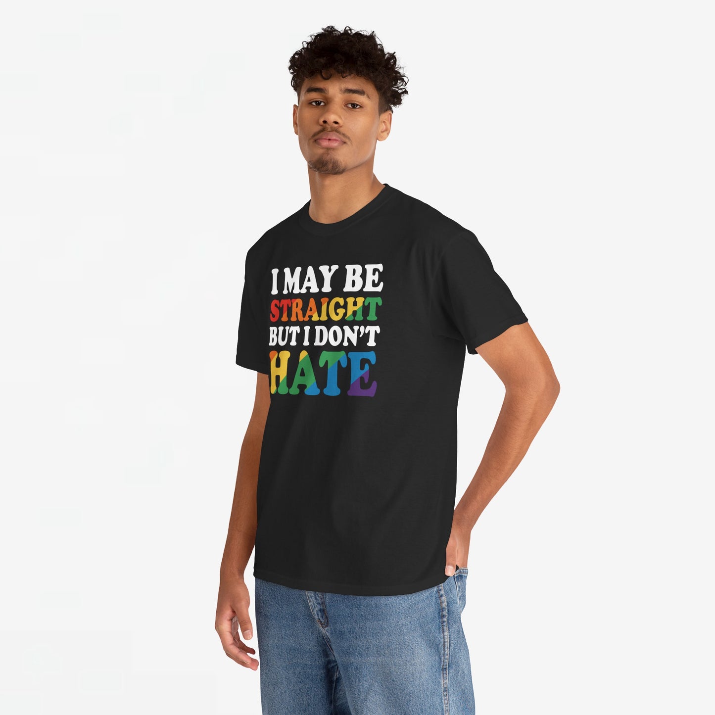 Gay Pride Support T-shirt - I may be straight but I don't hate - Oversized #8