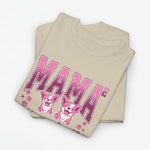 Zandkleurige oversized t-shirt met opdruk 'MAMA' en twee schattige hondjes