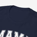 Donkerblauw Mama T-shirt met ronde hals en grote MAMA-print op de borst