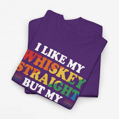 Gay Pride Support T-shirt - I like my whiskey straight but my friends can go either way - Oversized #9