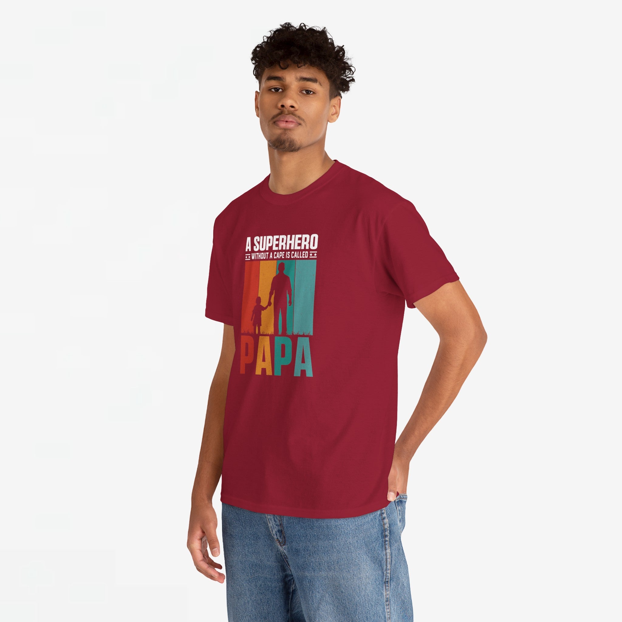 Vaderdag Papa Cadeau - T-shirt - A Superhero without a cape is called PAPA - Oversized #24