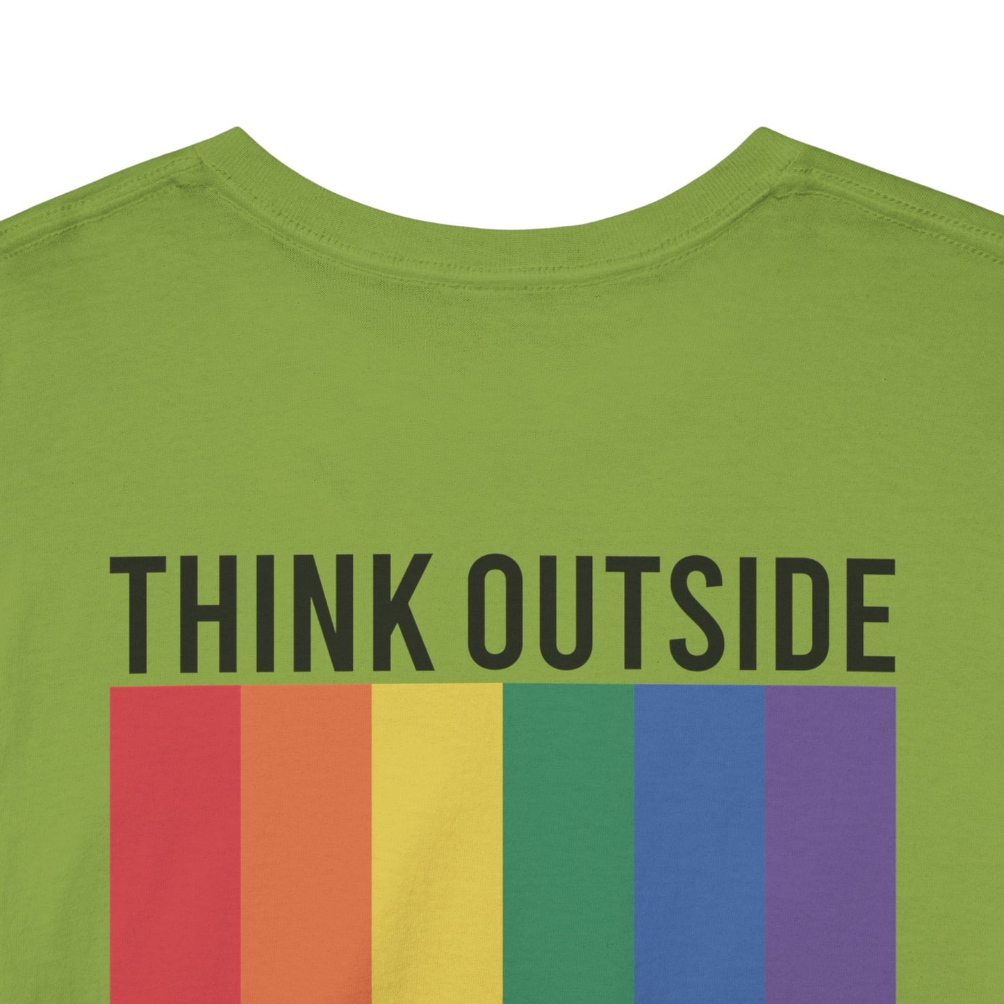 Gay Pride T-shirt - Think Outside The Box (zwarte tekst) - Back Print - Oversized #29