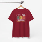 Bordeauxrood T-shirt met opdruk I TELL DAD JOKES PERIODICALLY, aan hangertje