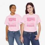 Roze oversized t-shirt met roze MAMA-print en ronde hals