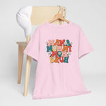 Oversized roze t-shirt met ronde hals en Mama/Mommy/Bruh print op houten hangertje