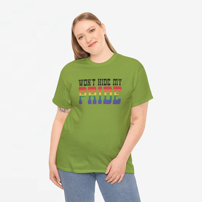 Gay Pride T-shirt - Won't Hide My Pride (zwarte tekst) - Oversized #27