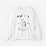 Witte sweatshirt met borstopdruk 'SMIT'S Social Club' en glazen