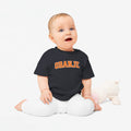 Baby T-shirt voor EK, WK en Koningsdag - ORANJE tekst