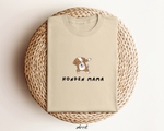 Oversized zandkleurige t-shirt met hondenmamaprint en illustratie op de borst