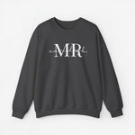 Gepersonaliseerde sweatshirt antracietgrijs met opdruk “MR” op de borst