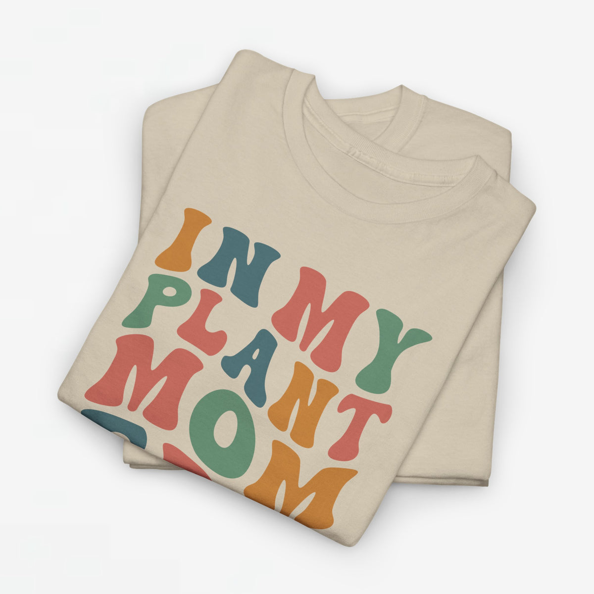 Beige oversized t-shirt met kleurrijke 'IN MY PLANT MOM ERA' print op de borst