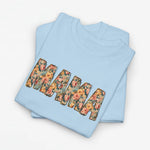 Lichtblauwe oversized T-shirt met bloemenprint letters op de borst