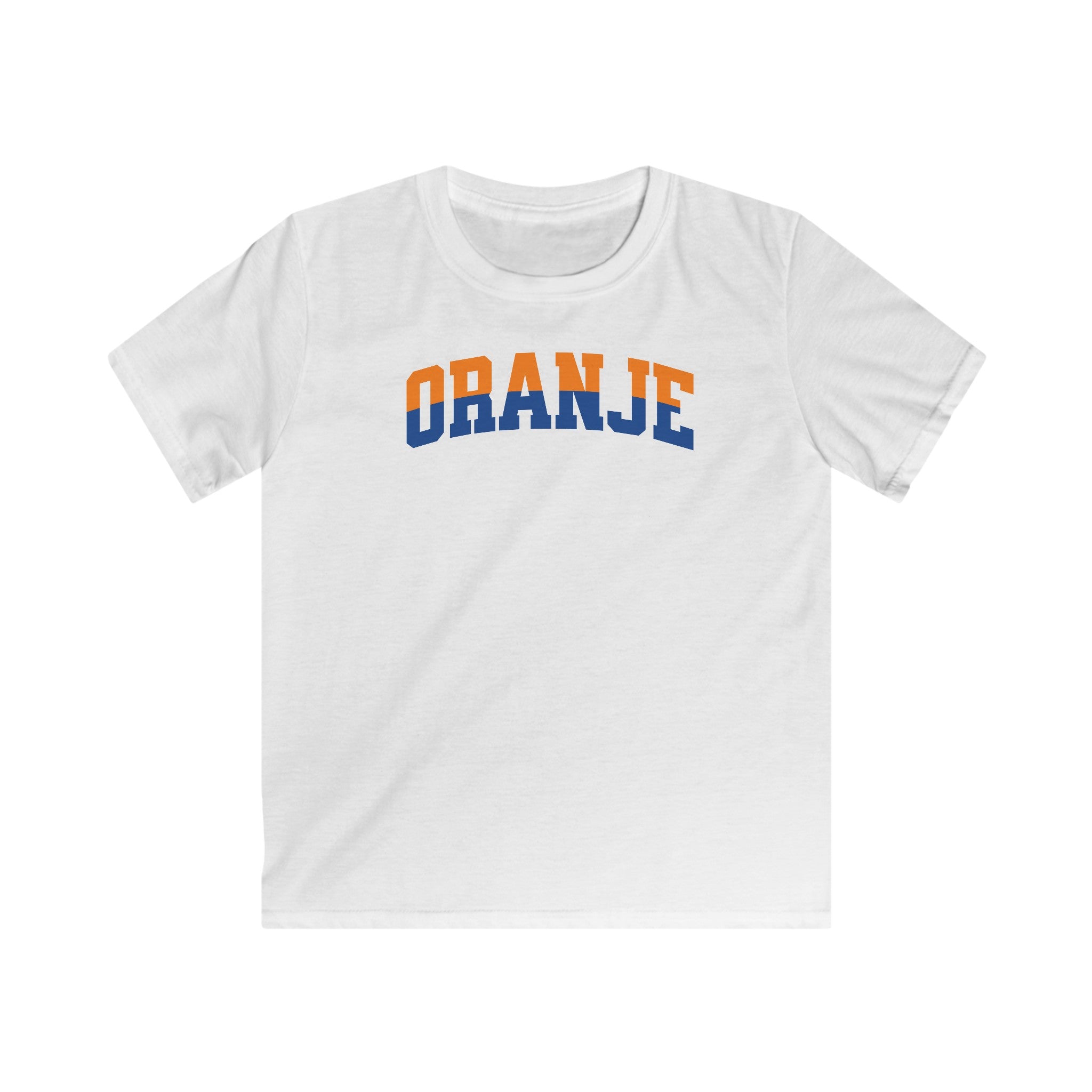 Kind Voetbal T-shirt - EK, WK en Koningsdag Kinderkleding - ORANJE - oranje en blauwe tekst