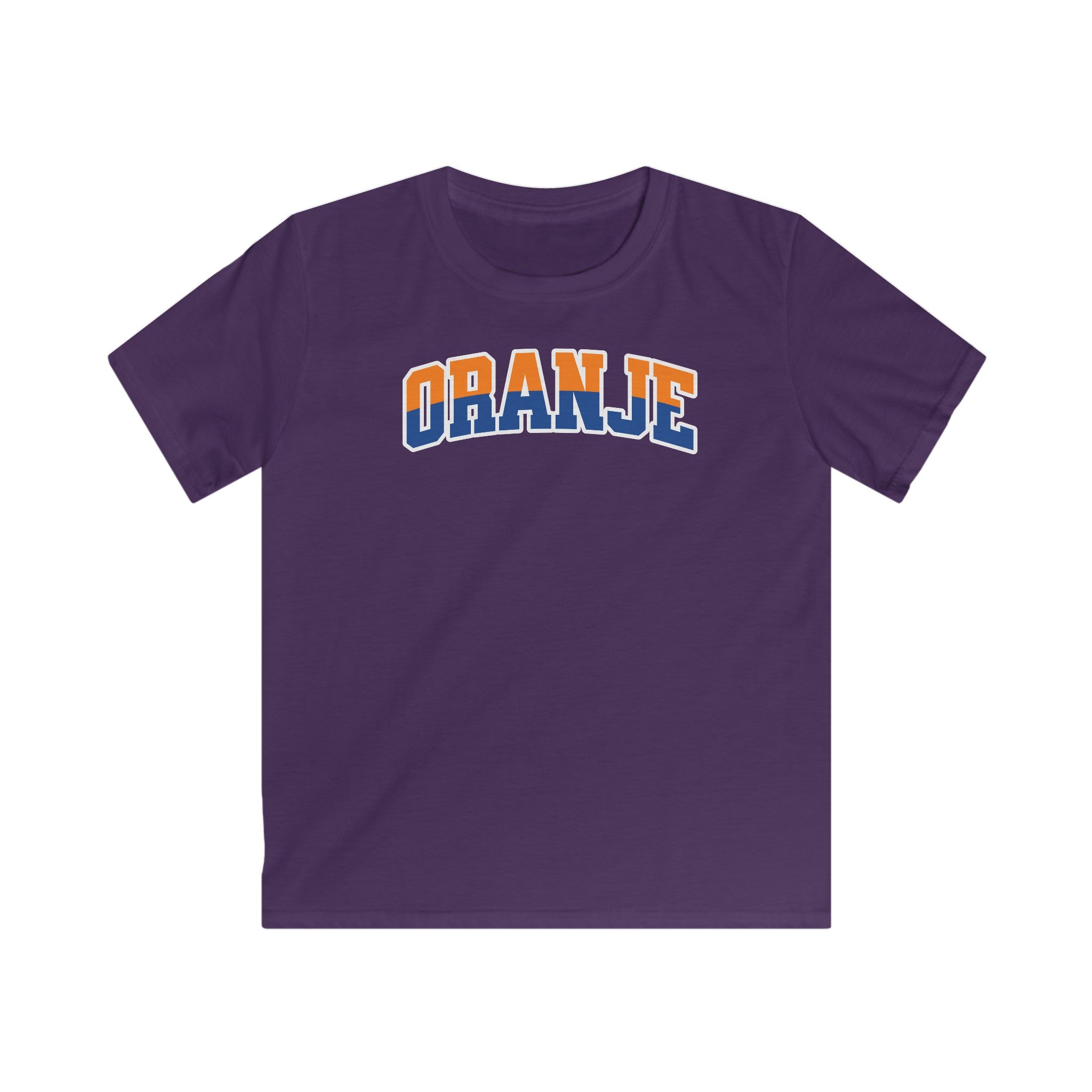 Kind Voetbal T-shirt - EK, WK en Koningsdag Kinderkleding - ORANJE - oranje en blauwe tekst