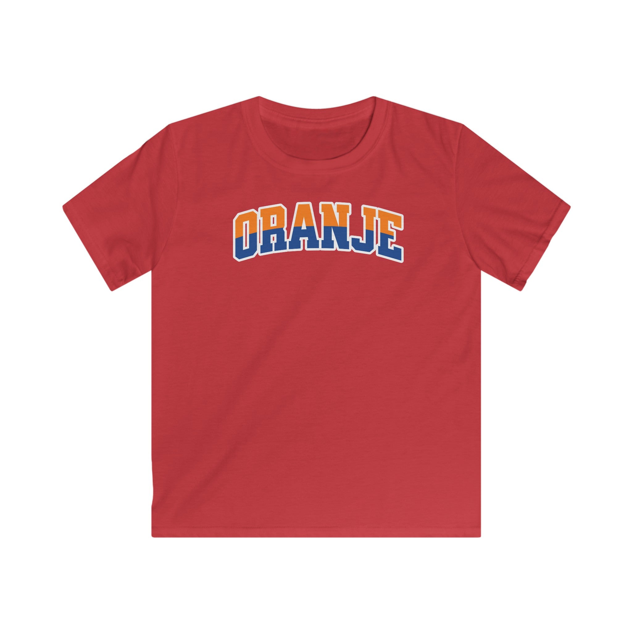 Kind Voetbal T-shirt - EK, WK en Koningsdag Kinderkleding - ORANJE - oranje en blauwe tekst