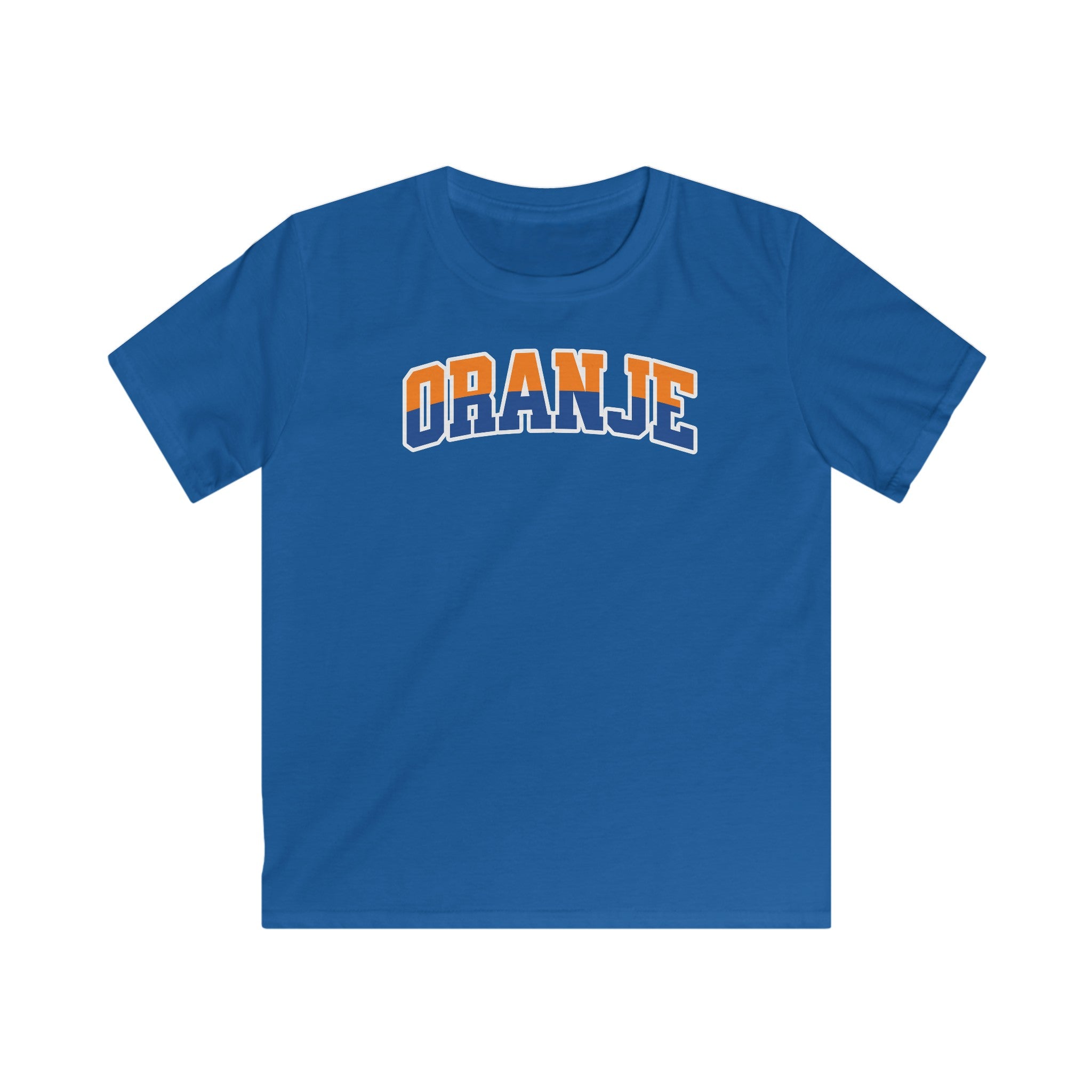 Kind Voetbal T-shirt - EK, WK en Koningsdag Kinderkleding - ORANJE - oranje en blauwe tekst
