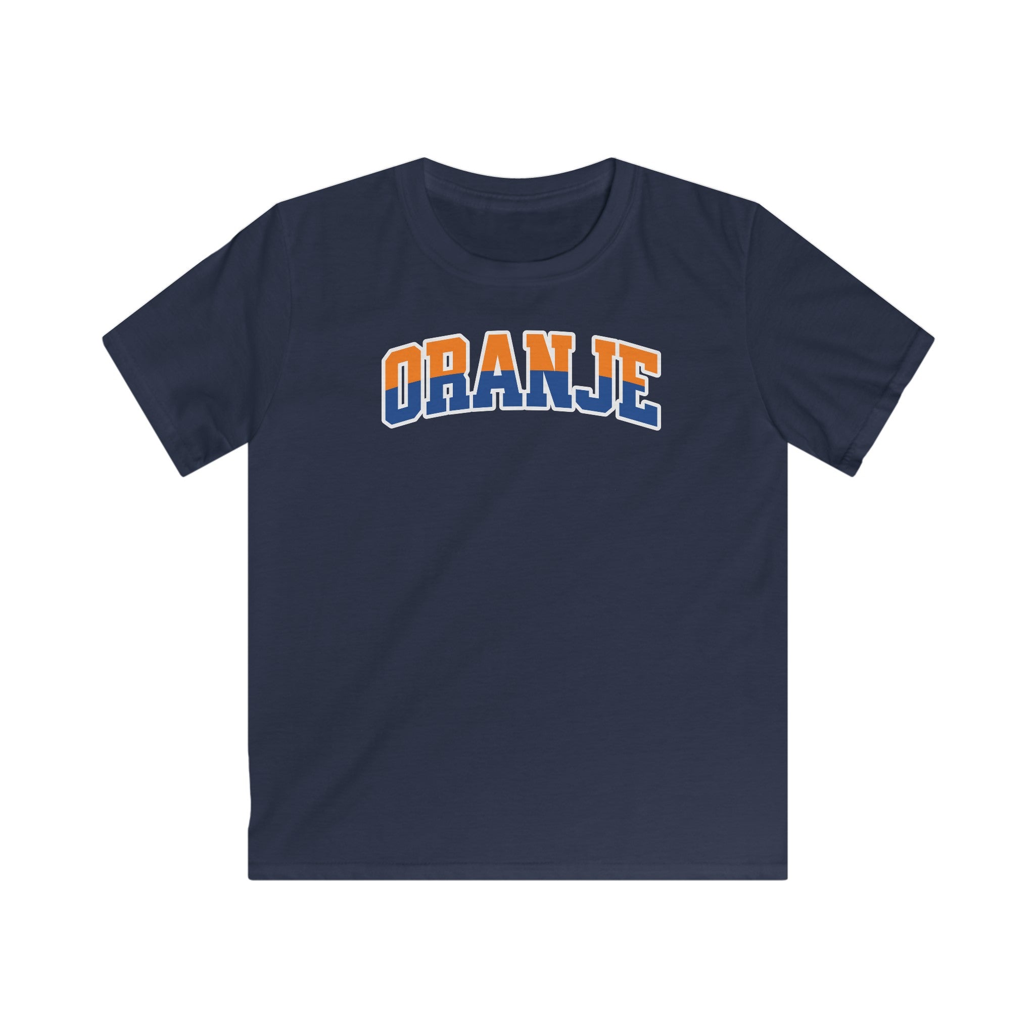 Kind Voetbal T-shirt - EK, WK en Koningsdag Kinderkleding - ORANJE - oranje en blauwe tekst