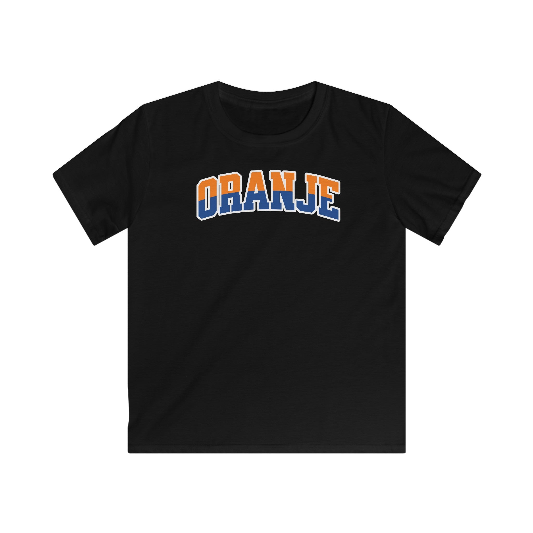 Kind Voetbal T-shirt - EK, WK en Koningsdag Kinderkleding - ORANJE - oranje en blauwe tekst