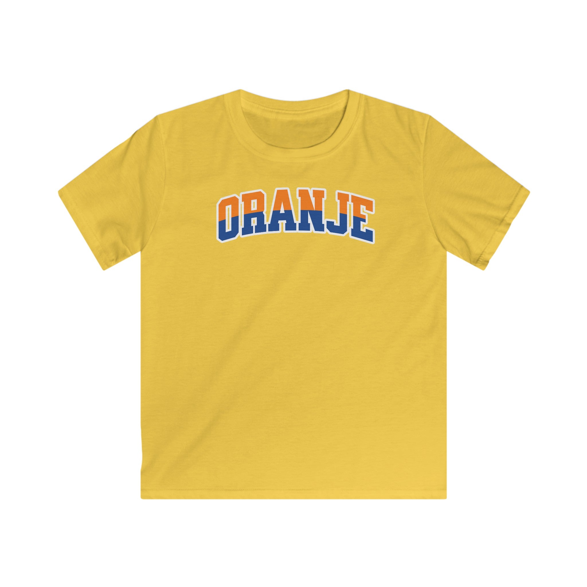 Kind Voetbal T-shirt - EK, WK en Koningsdag Kinderkleding - ORANJE - oranje en blauwe tekst