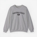 Lichtgrijze sporttrui met 'VOETBALCOACH' print op de borst en ronde hals.