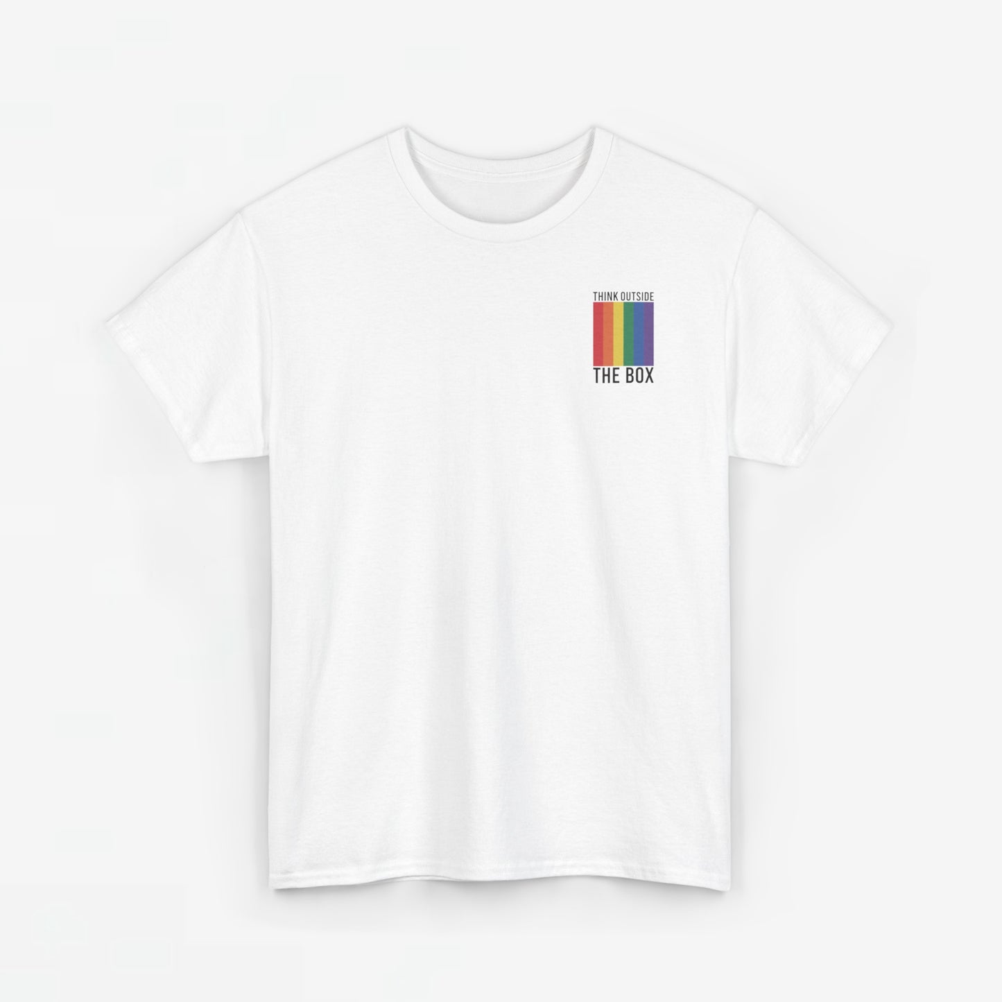 Gay Pride T-shirt - Think Outside The Box (zwarte tekst) - Back Print - Oversized #29