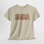 Beige T-shirt met bloemenprint “MAMA” op de borst, vooraanzicht