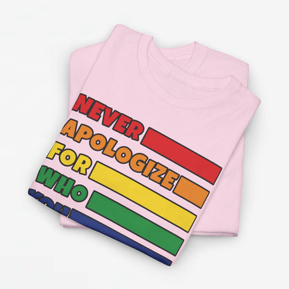 Gay Pride T-shirt - Never Apologize For Who You Love - Oversized #16