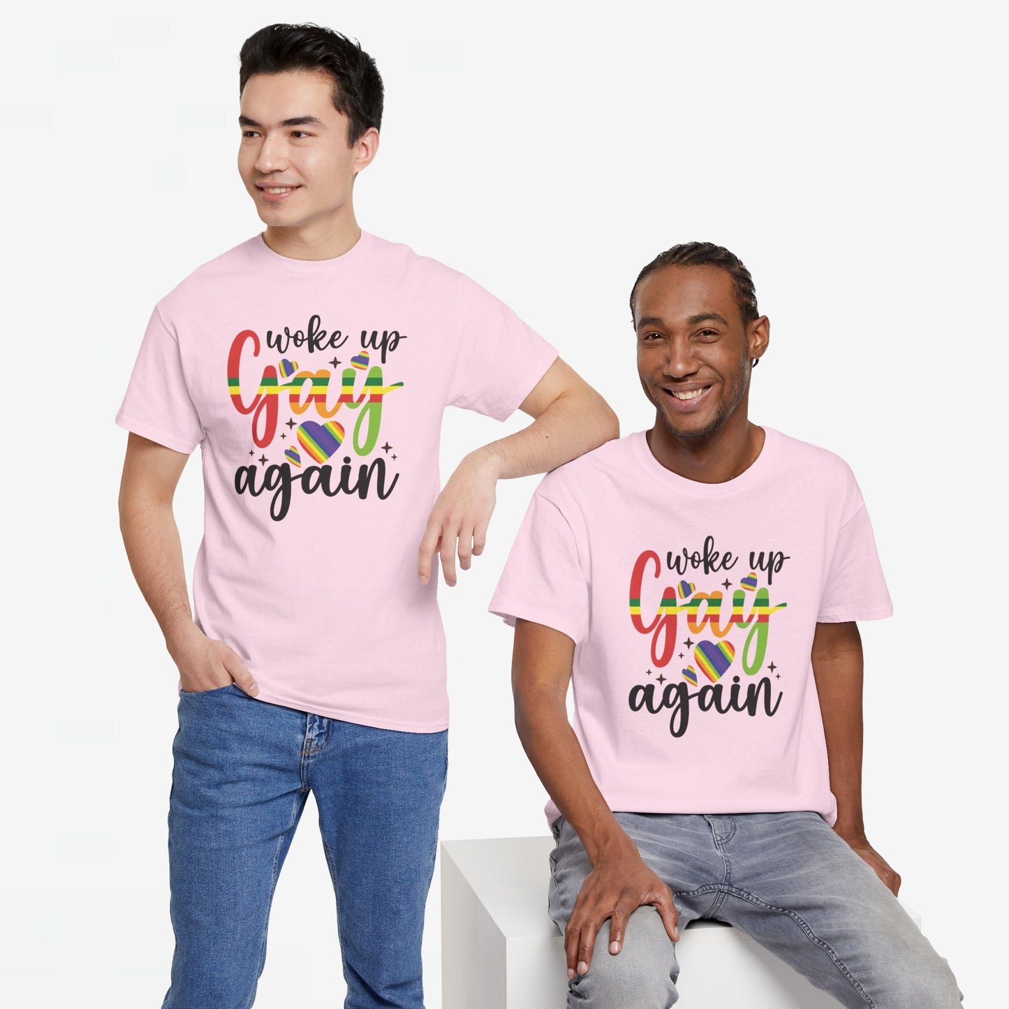 Gay Pride T-shirt - Woke Up Gay Again - Oversized #6