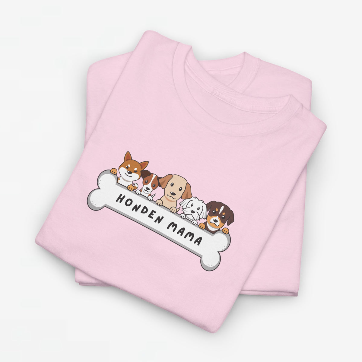 Oversized t-shirt lichtroze met print van honden en tekst “Honden Mama”