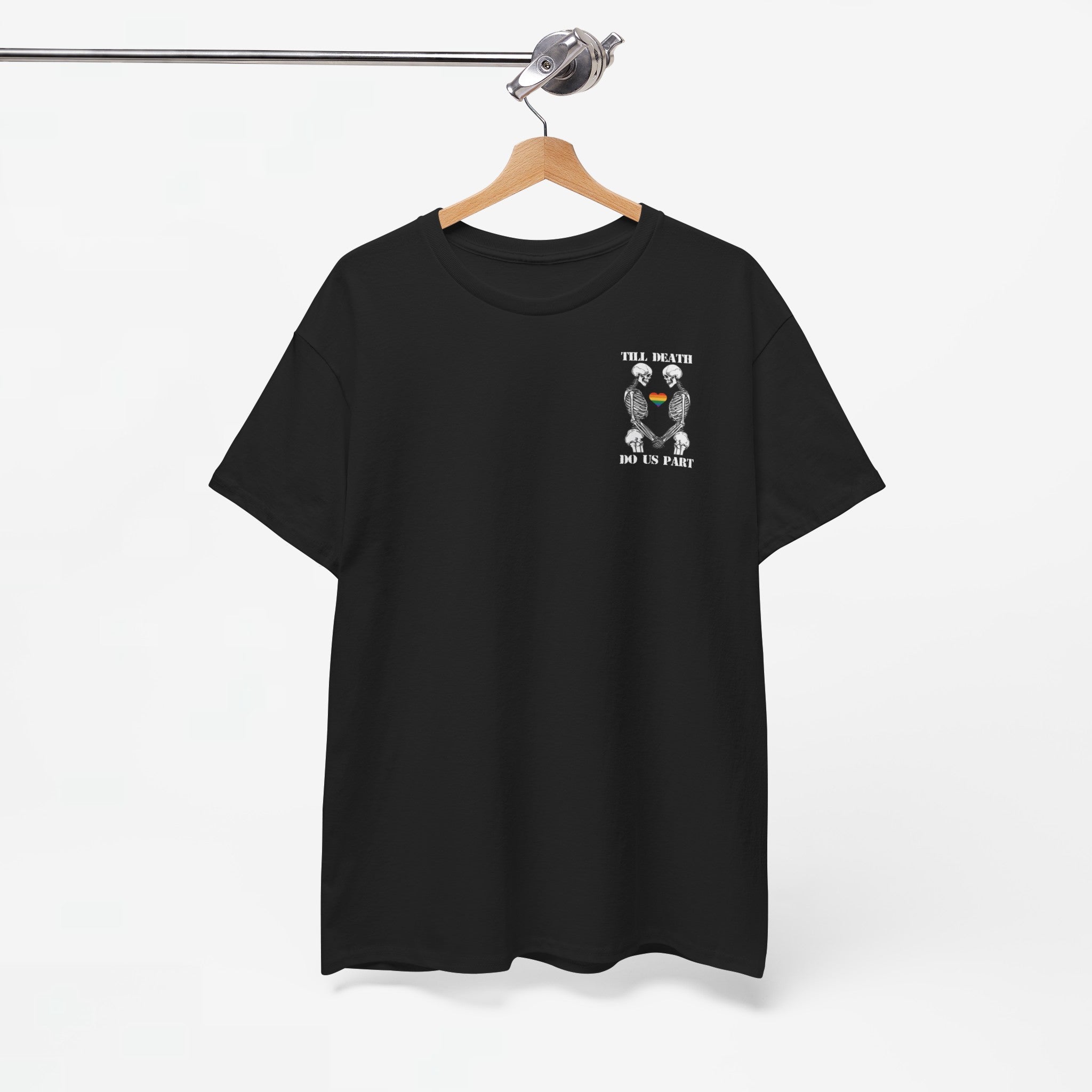 Gay Pride T-shirt - Skelet Echtpaar Till Death Do Us Part - Back Print - Oversized #74