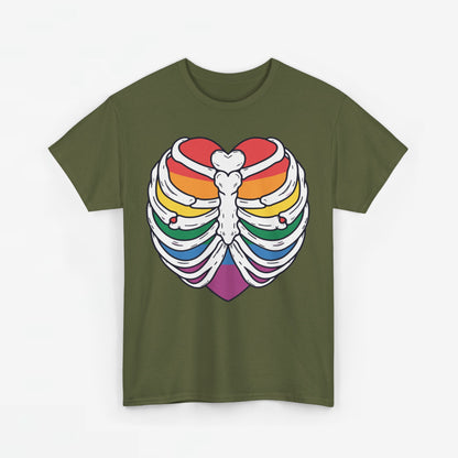 Gay Pride T-shirt - Skelet Regenbooghart - Oversized #67