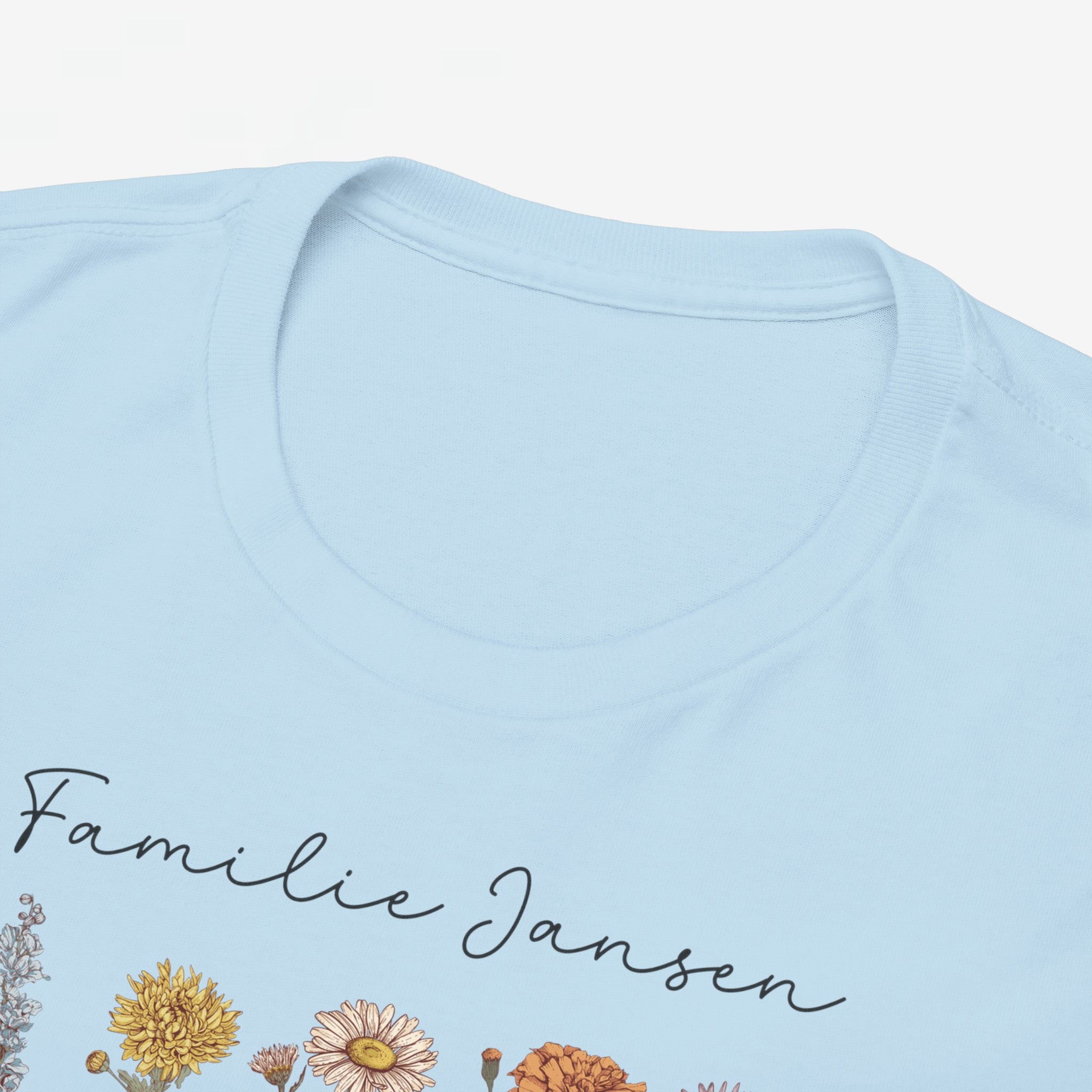 Gepersonaliseerde Moederdag Mama Cadeau - T-shirt - Familienaam met namen en geboortemaand bloemen