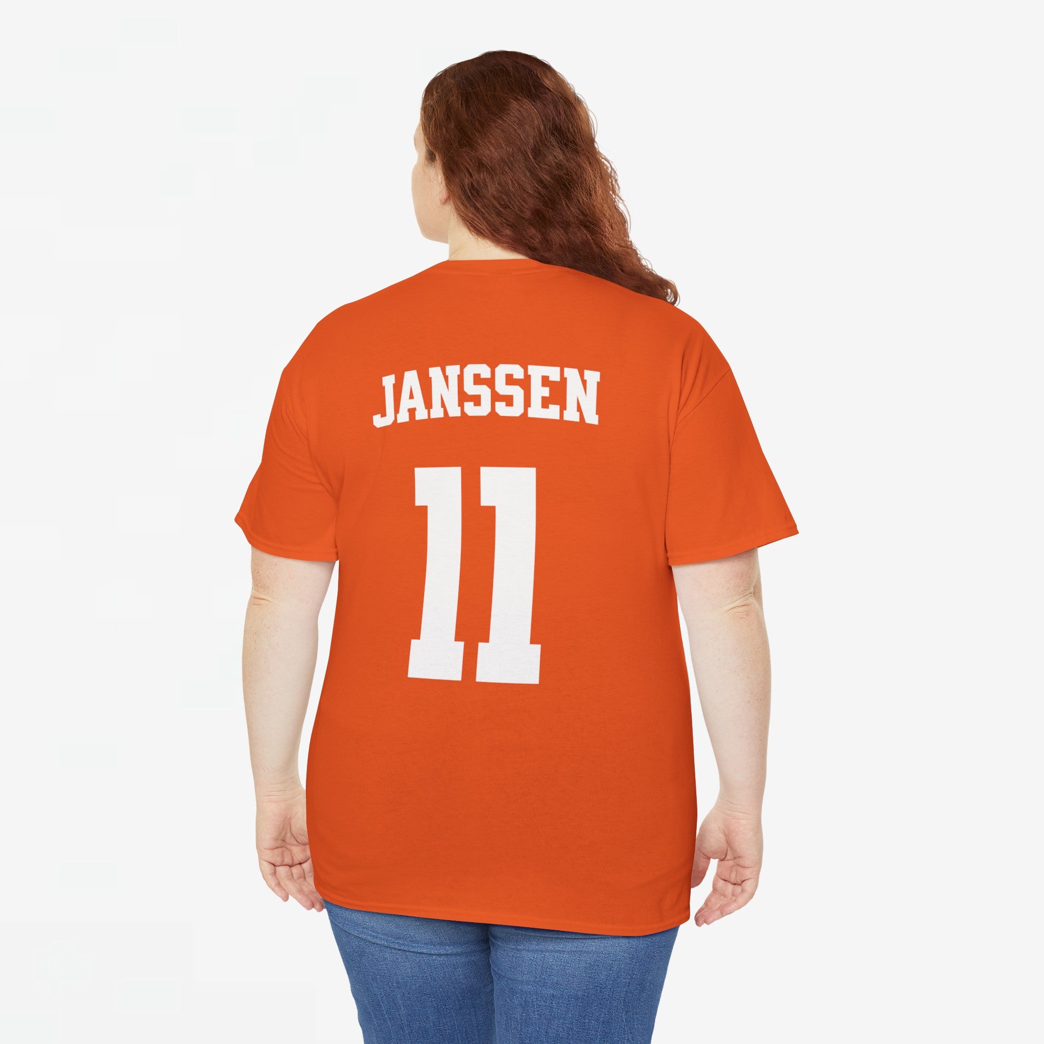 Oranje T-shirt voor EK, WK en Koningsdag - Personaliseer met Naam & Rugnummer - Nederlandse Vlag (witte tekst)