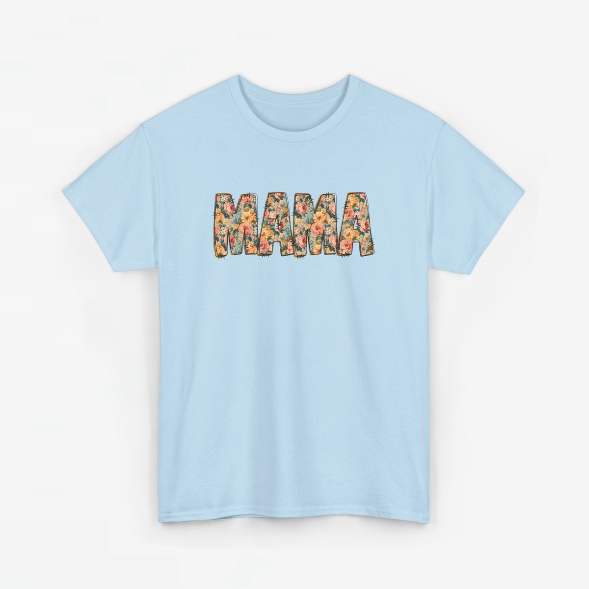 Lichtblauw oversized T-shirt met 'MAMA' opdruk op de borst
