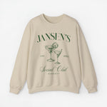 Beige sweatshirt met opdruk JANSEN'S en Social Club, ronde hals en lange mouwen.