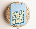Lichtblauwe oversized T-shirt met opdruk 'BESTE MAMA OOIT'