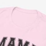 Roze Mama T-shirt met ronde hals en grote MAMA-print op de borst