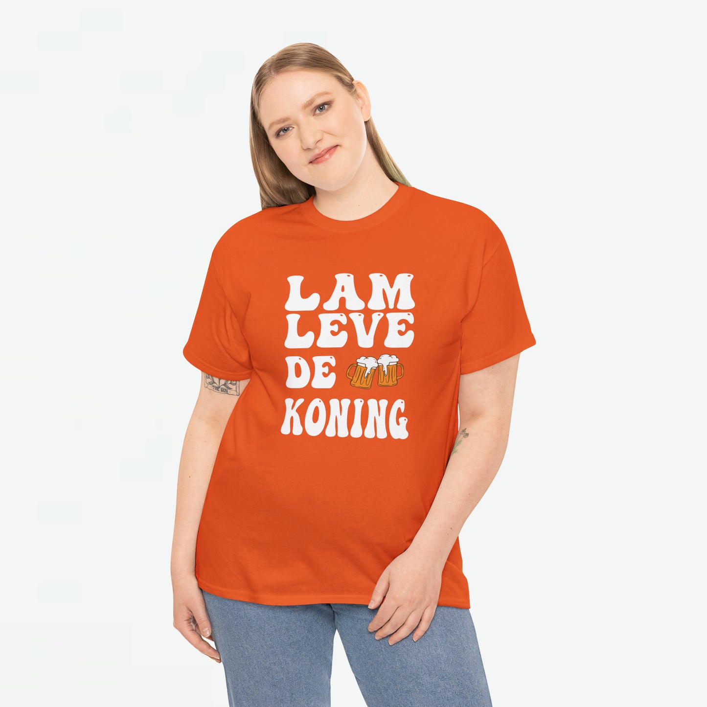 Lam Leve De Koning - witte tekst | Front Print | Koningsdag T-shirt | Oversized | Dames