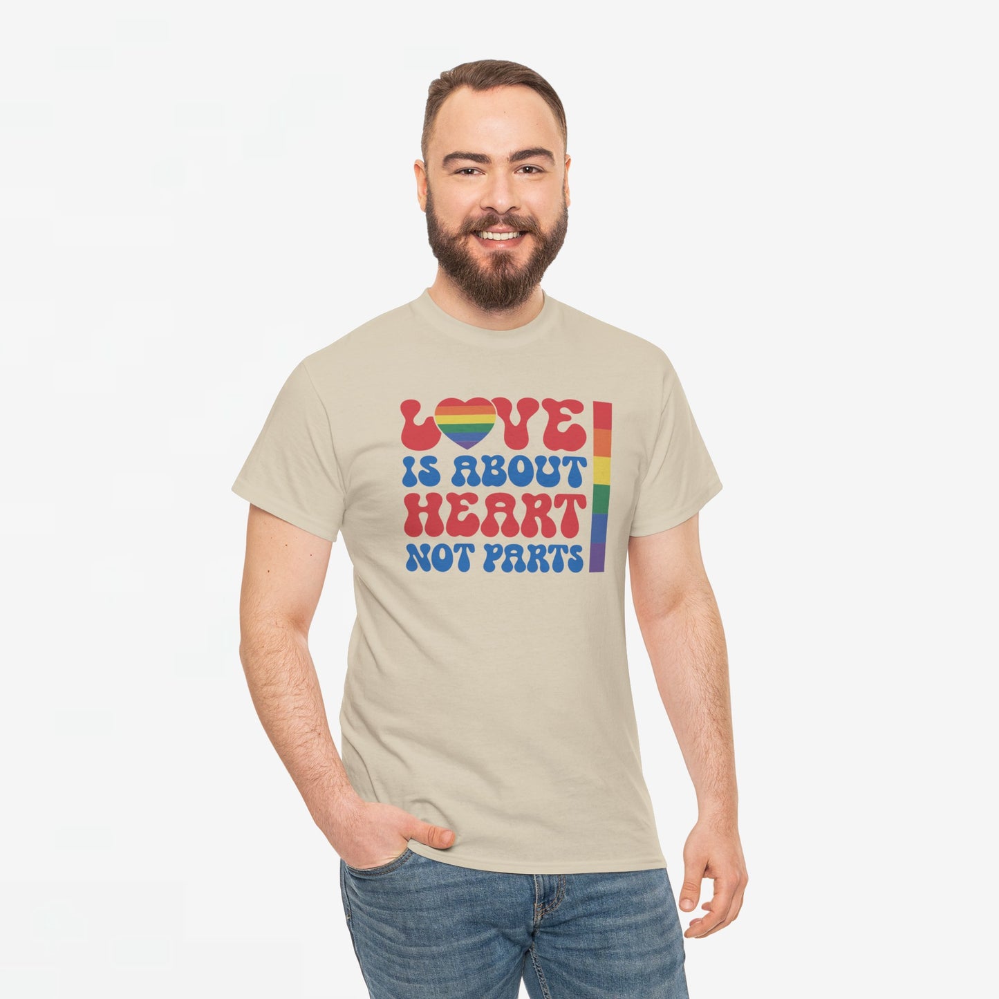 Gay Pride T-shirt - Love is about heart, not parts - Oversized #31