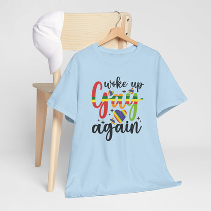 Gay Pride T-shirt - Woke Up Gay Again - Oversized #6