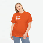 Oranje oversized t-shirt met ronde hals en witte 'geef bier.' voorprint