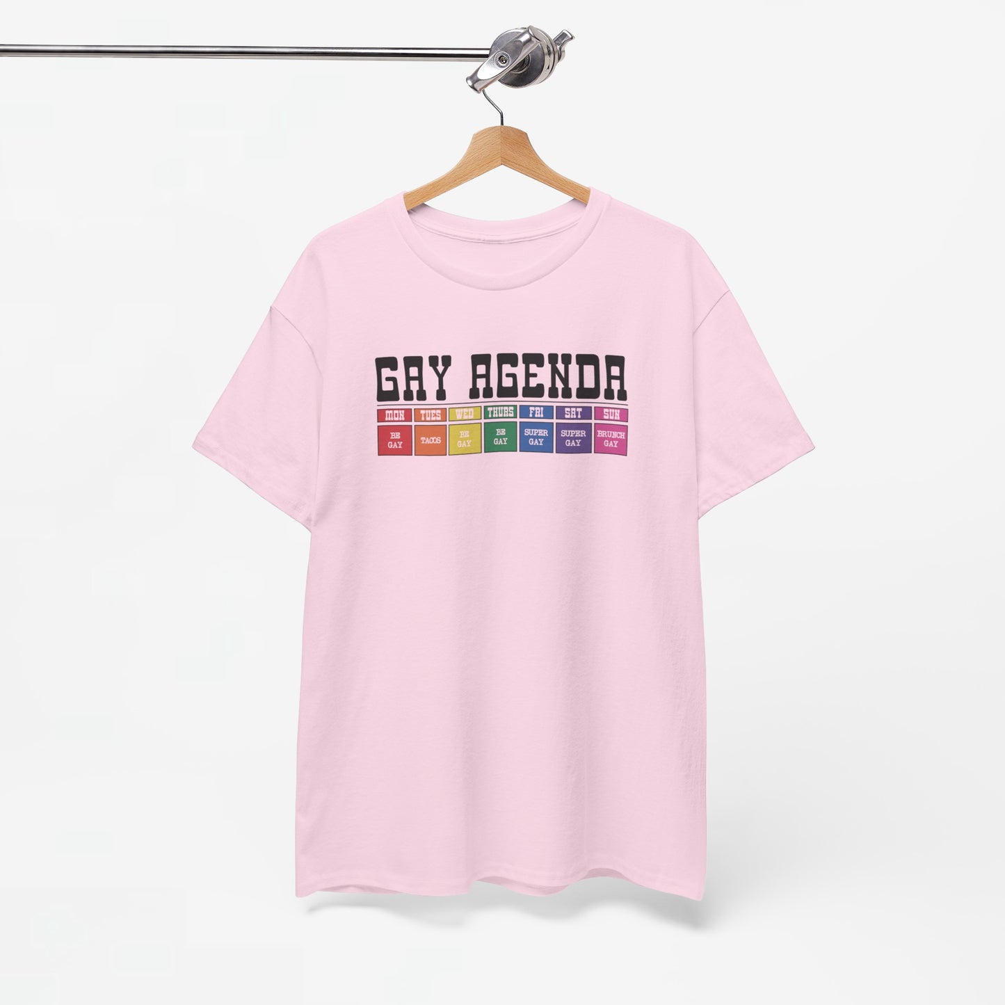 Gay Pride T-shirt - Gay Agenda (zwarte tekst) - Oversized #18