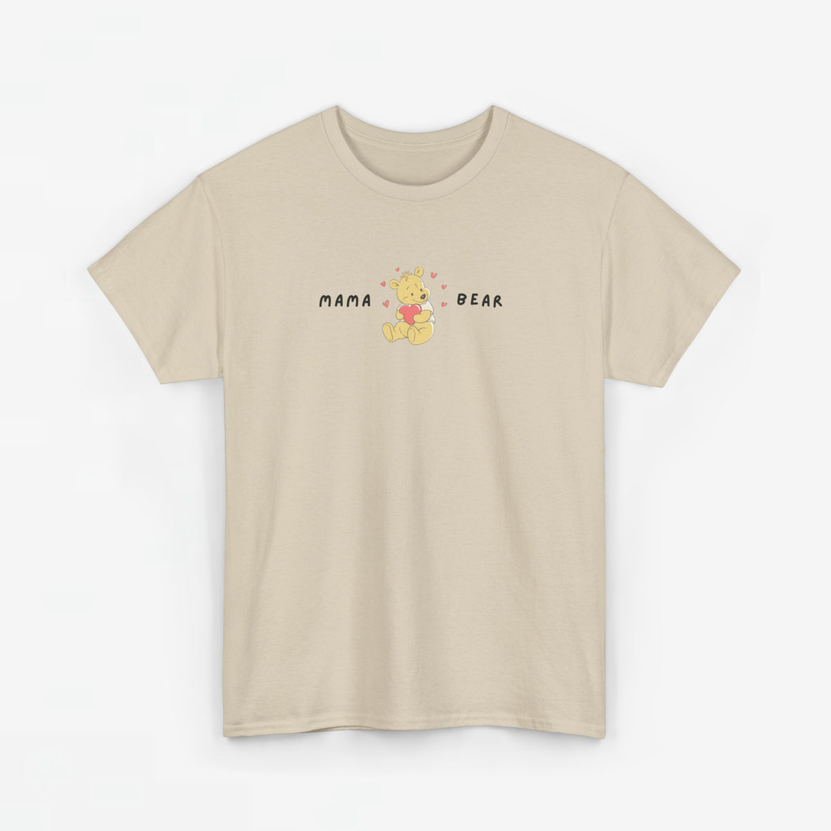 Zandkleurige oversized T-shirt met Mama Bear-print op de borst