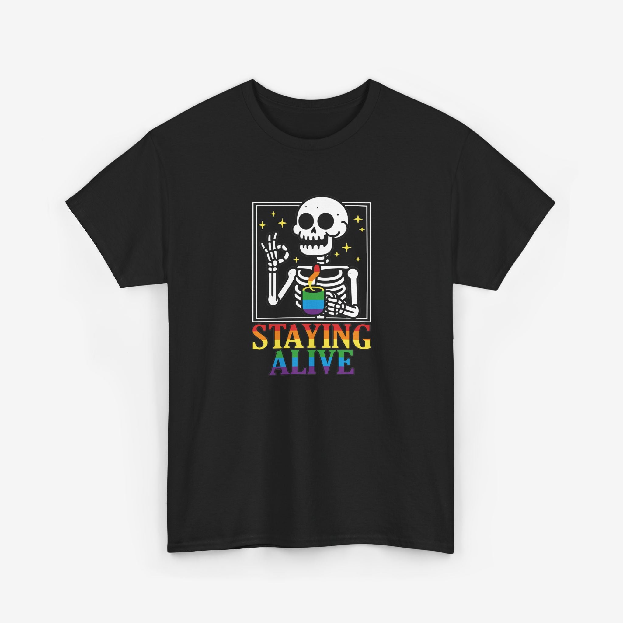 Gay Pride T-shirt - Skelet Staying Alive | SkrrtShirt